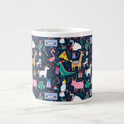 Quirky Holiday Animations and Icons Muster Jumbo-Tasse (Vorderseite)