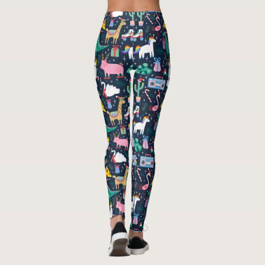 Quirky Holiday Animations and Icons Muster Leggings (Rückseite)