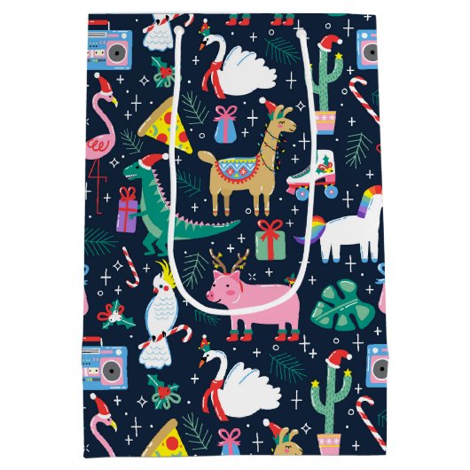 Quirky Holiday Animations and Icons Muster Mittlere Geschenktüte (Rückseite)