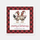 Quirky holiday chickens napkin set name personaliz serviette (Vorderseite)