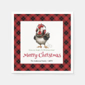 Quirky holiday chickens personalized name napkins serviette (Vorderseite)