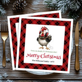 Quirky holiday chickens personalized name napkins serviette