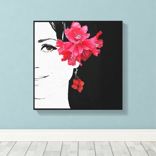 Quirky-hübsch-Girl-Modebild Leinwanddruck (Insitu (Holzboden))