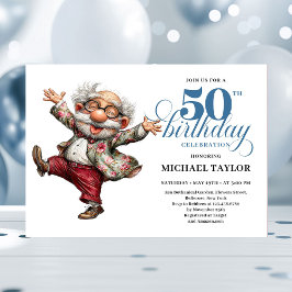 Quirky Humor Man 50 Birthday Celebration Invite Einladung