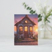 Quirky-Hütte Postkarte (Stehend Vorderseite)