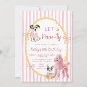 Quirky Illustration Dog Let's pawty Birthday Einladung (Vorderseite)