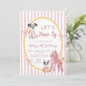 Quirky Illustration Dog Let's pawty Birthday Einladung (Stehend Vorderseite)