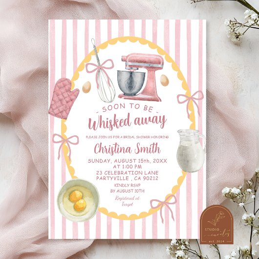 Quirky Illustration Pink Kitchen Brautparty Einladung