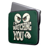 Quirky "I'M WATCHING YOU" Retro Eyes Laptop Sleeve (Vorderseite Links)