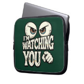 Quirky "I'M WATCHING YOU" Retro Eyes Laptop Sleeve (Vorderseite Links)