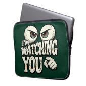 Quirky "I'M WATCHING YOU" Retro Eyes Laptop Sleeve (Vorderseite Links)