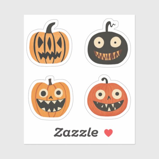 Quirky Jack-o-Laternen Halloween Pumpkins Aufkleber (Blatt)