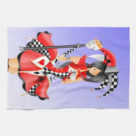 Quirky Jester & Puppet King Geschirrtuch (Horizontal)