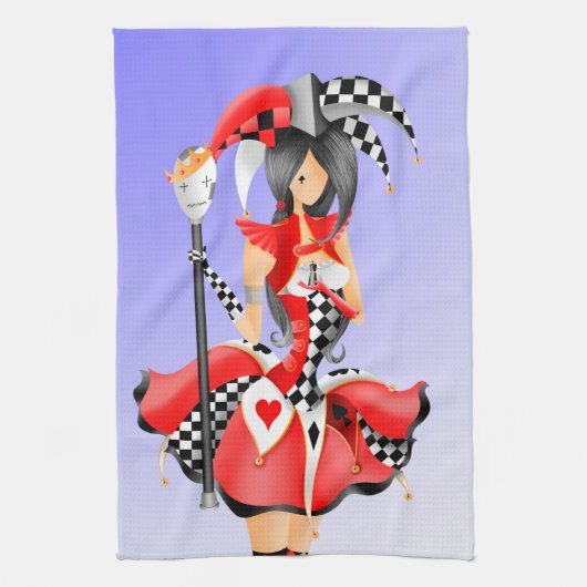 Quirky Jester & Puppet King Geschirrtuch (Vertikal)