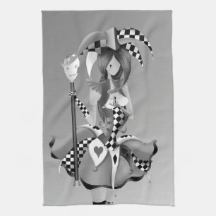 Quirky Jester & Puppet King Gray Handtuch