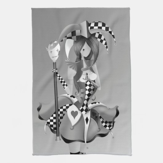 Quirky Jester & Puppet King Gray Handtuch (Vertikal)