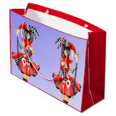 Quirky Jester & Puppet King Große Geschenktüte (Rückseite Schrägansicht)
