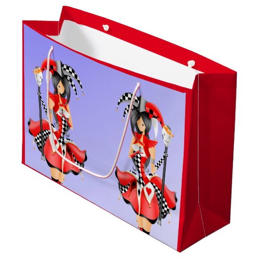 Quirky Jester & Puppet King Große Geschenktüte (Vorderseite Schrägansicht)