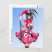 Quirky Jester & Puppet King Pink Postcard Postkarte (Vorne/Hinten)