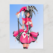 Quirky Jester & Puppet King Pink Postcard Postkarte (Vorderseite)