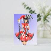 Quirky Jester & Puppet King Red Postcard Postkarte (Stehend Vorderseite)