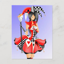 Quirky Jester & Puppet King Red Postcard Postkarte