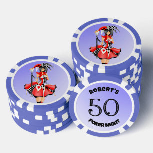 Quirky Jester und Marionettenkönig Blue 50 Pokerchips
