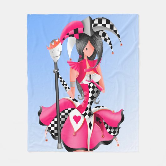 Quirky Jester und Puppet Fleecedecke (Vorderseite)