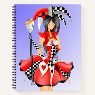 Quirky Jester und Puppet King blau rot Notizblock