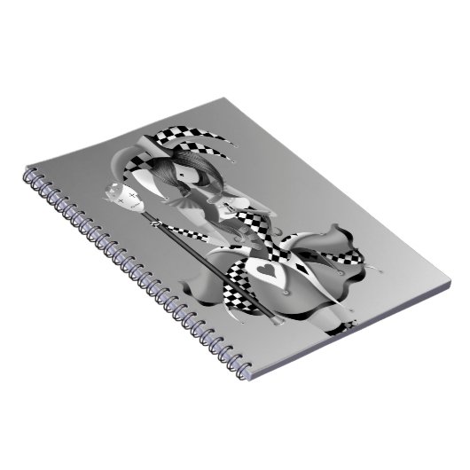 Quirky Jester und Puppet King Gray Monochrome Notizblock (Rechte Seite)