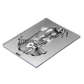 Quirky Jester und Puppet King Gray Monochrome Notizblock (Linke Seite)