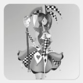 Quirky Jester und Puppet King Quadratischer Aufkleber (Vorderseite)