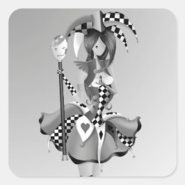 Quirky Jester und Puppet King Quadratischer Aufkleber