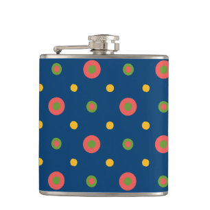 Quirky Jumbo Polka Dots auf Navy Blue Hip Flask Flachmann