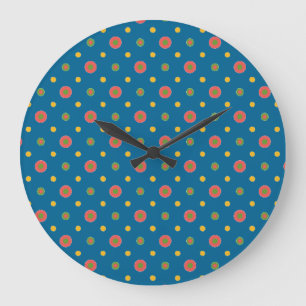 Quirky Jumbo Polka Punkte auf der blauen Navy-Wall Große Wanduhr