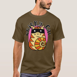 Quirky Kat Orange gestreifte Katze T-Shirt