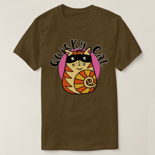 Quirky Kat Orange Striped Cat T-Shirt (Design vorne)