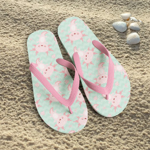 Quirky Kawaii Axolotl Pattern Badesandalen