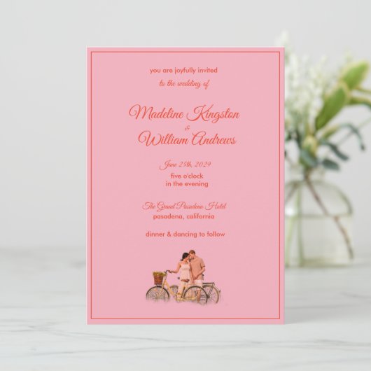Quirky Kitschy Retro Photo Wedding Invitation Karte (Stehend Vorderseite)