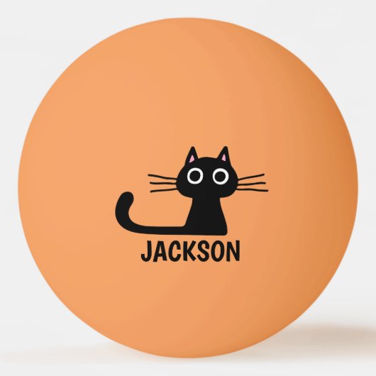 Quirky Kitty Personalisiert | Cool Black Cat Custo Tischtennisball (Vorderseite)