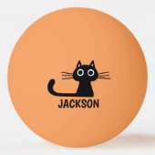 Quirky Kitty Personalisiert | Cool Black Cat Custo Tischtennisball (Rückseite)