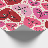 Quirky lächelnd Herz Valentine Geschenkpapier (Ecke)
