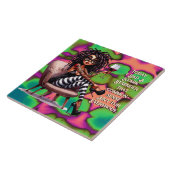 Quirky Lady Tattoo & Wine Commonsense Keramik Tile Fliese (Seite)