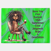 Quirky Lady Tattoo & Wine Judge Magnet (Vorderseite)