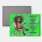 Quirky Lady Tattoo & Wine Judge Magnet (Vorderseite/Rückseite)