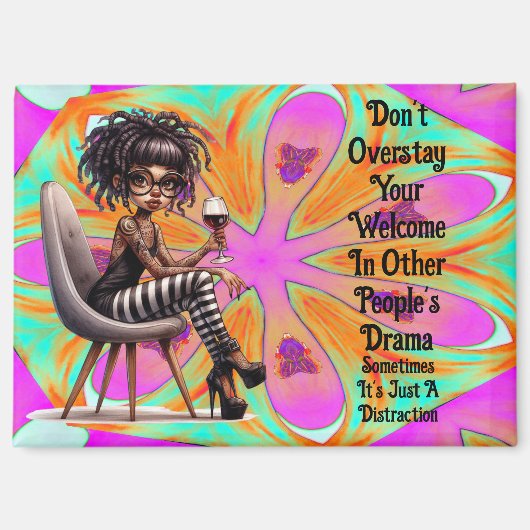 Quirky Lady Tattoos & Wine Drama Magnet (Vorderseite)