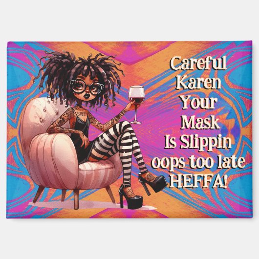 Quirky Lady Tattoos & Wine Karen Magnet (Vorderseite)