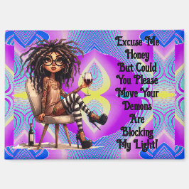 Quirky Lady Tattoos & Wine Light Magnet