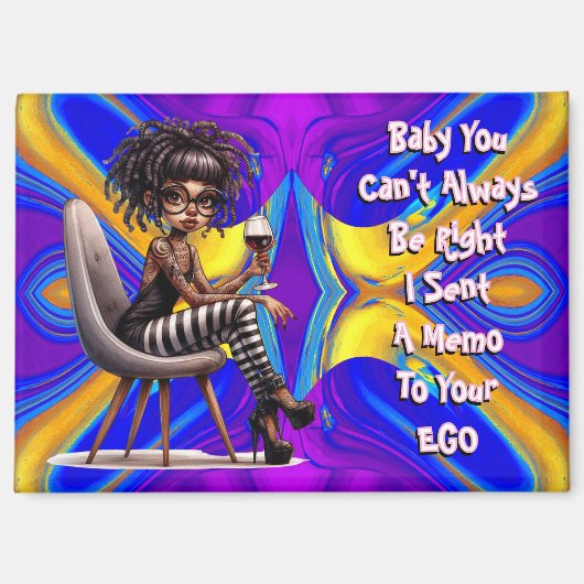 Quirky Lady Tattoos & Wine Memo Magnet (Vorderseite)