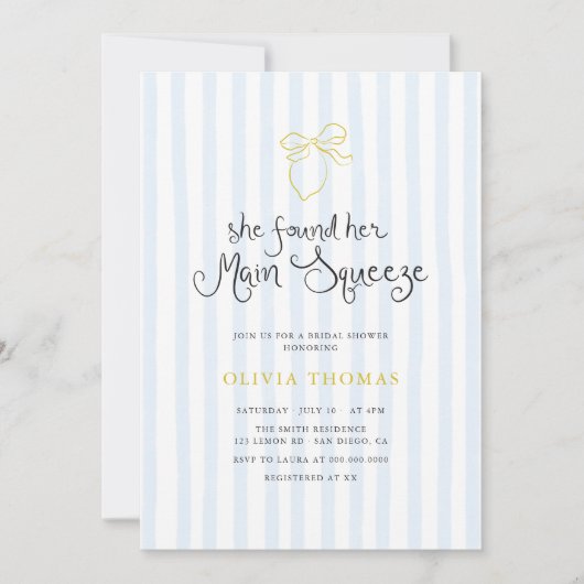 Quirky Lemon Main Squeeze Brautparty Einladung (Vorderseite)